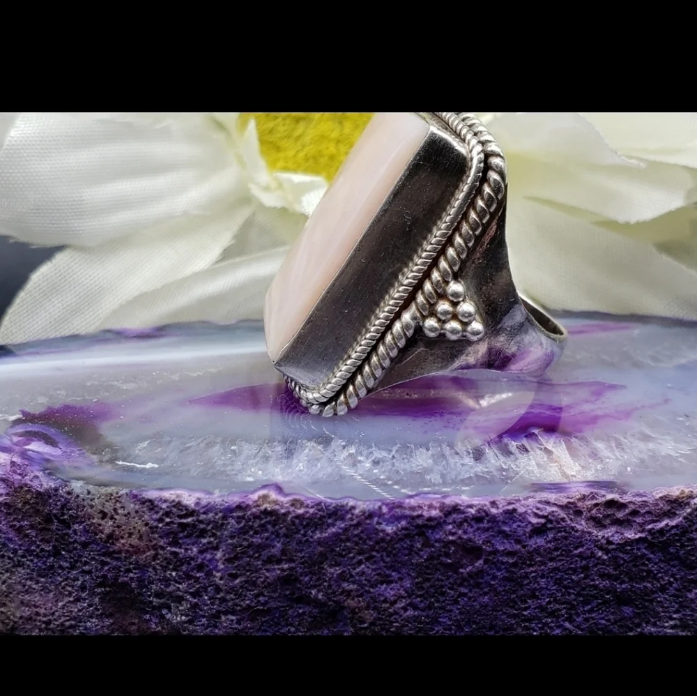 Vintage Sterling And Pink Stone Ring